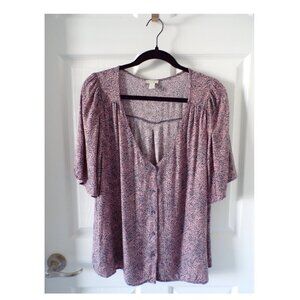 Hinge Nordstrom Navy & Pink Floral Top Size Medium